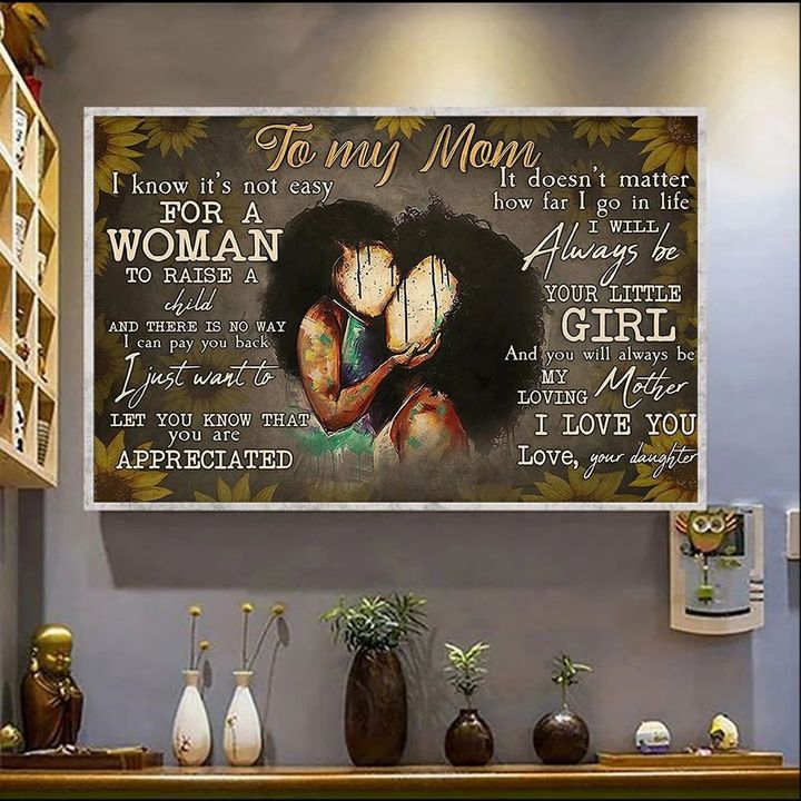 To My Mom Poster Wall Decor African American Mother's Day Gift For Black Mom From Daughter