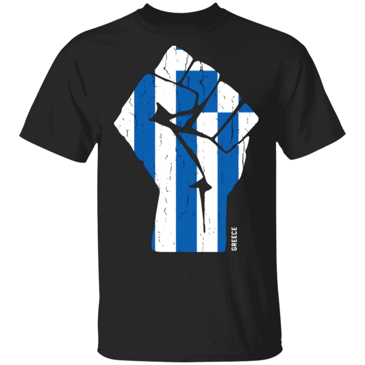 Power Fist Greece Flag Shirt Raising Hand Greek Country Flag Tee Shirt For Men Women