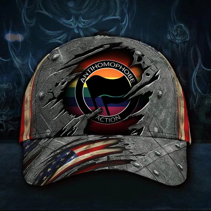 Anti Homophobe Action Hat 3D Rainbow Pride Hat USA Flag Cap Vintage LGBT Rights Movement