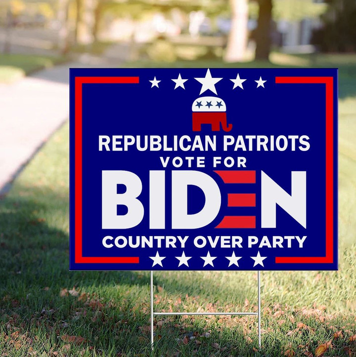Country Over Party Yard Sign Republican Patriots Vote For Biden President 2021 Sign Decor