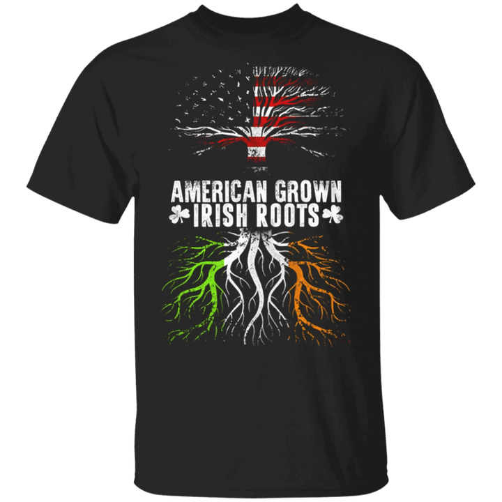 American Grown With Irish Roots Ireland Flag T-Shirt St Patrick's Shirt