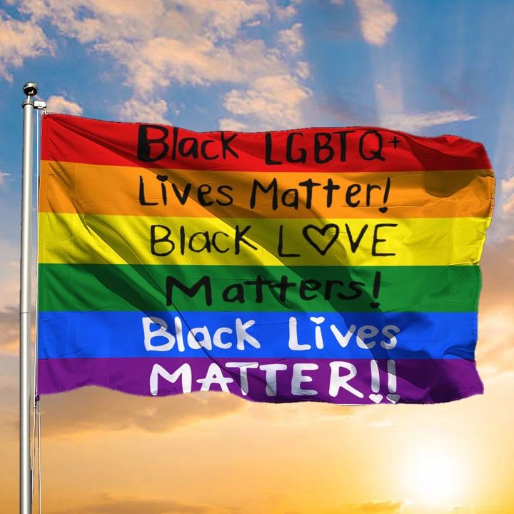 BLM And LGBT Flag Rainbow Flag Black Lives Matter Right Racism Flag Inside Outside Decor