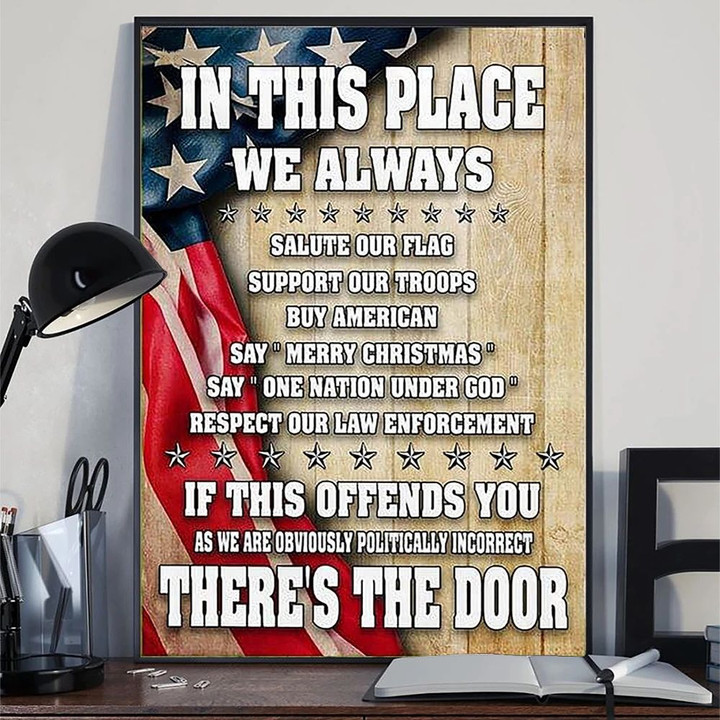 In This Place We Always Salute Our Flag Poster American Patriotic Poster Office Decor