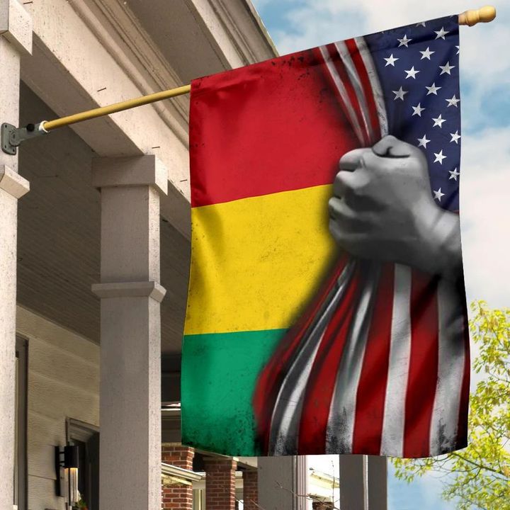 Guinea Flag Inside American Flag Vintage Patriotic Flag Of Guinea