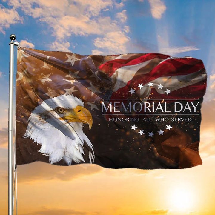 Eagle American Flag Memorial Day Honoring All Who Served Patriotic Fourth Of July Decor