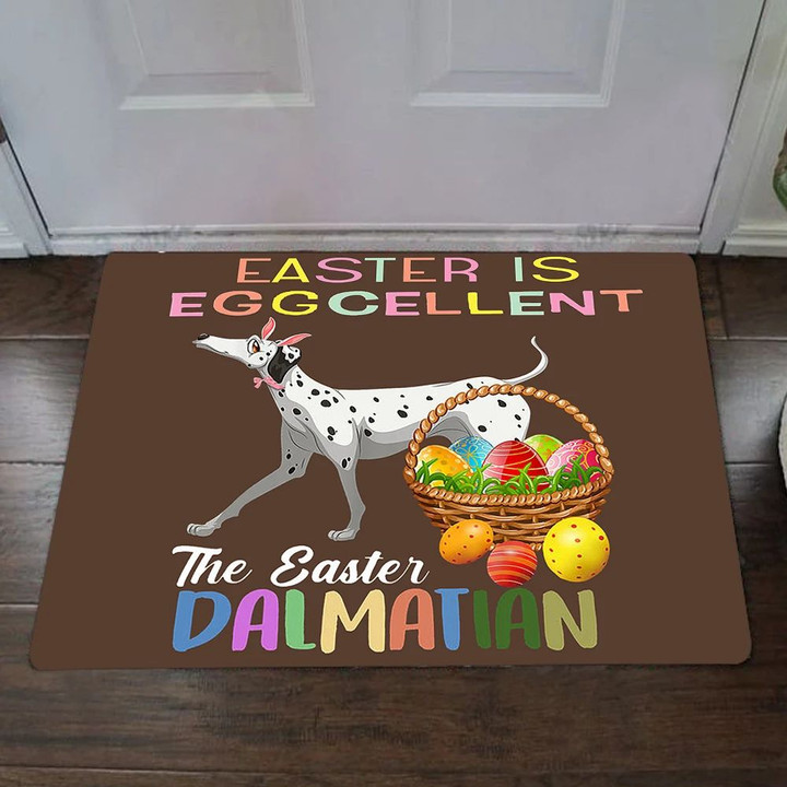 Dalmatian Easter Is Eggcellent Doormat Funny Pun Indoor Outdoor Decor Gift For Dog Lovers