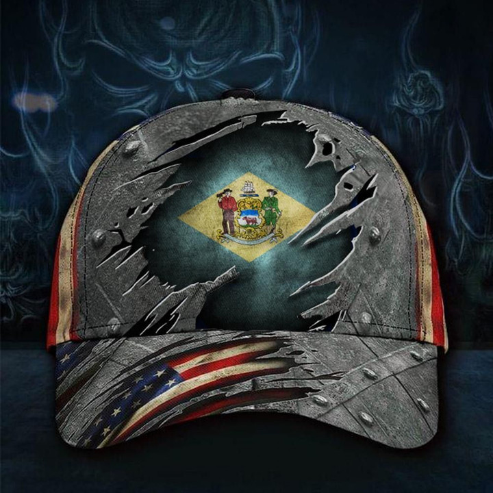 Delaware State Flag Hat 3D Printed Patriotic U.S Flag Vintage Hat Delaware Grandfather Gift - Pfyshop.com