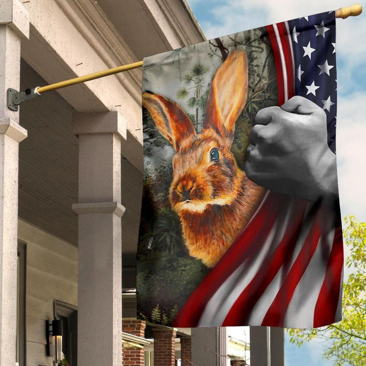 Rabbit Easter Bunny Flag And American Flag Outdoor Easter Decorations - Pfyshop.com
