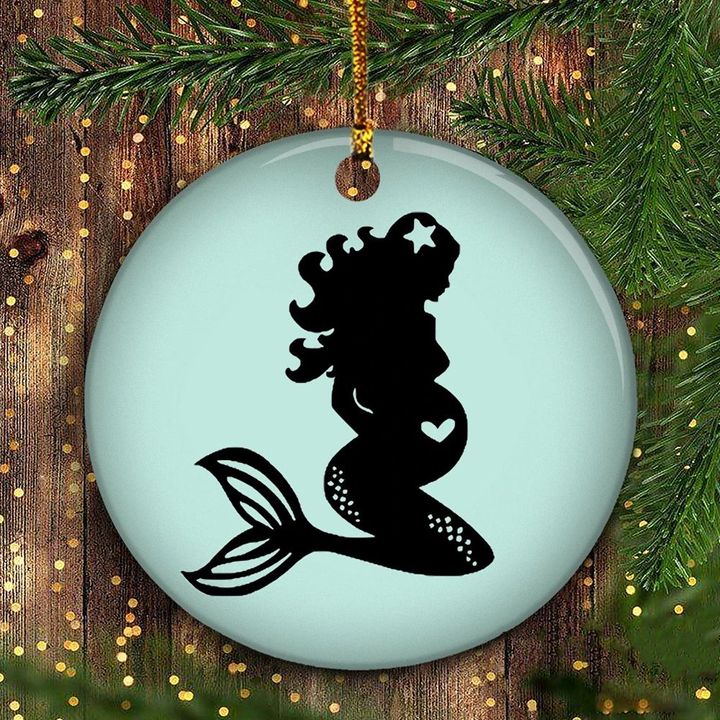 Pregnant Mermaid Ornament Christmas Ornament Baby Announcement Christmas Tree Decoration Set