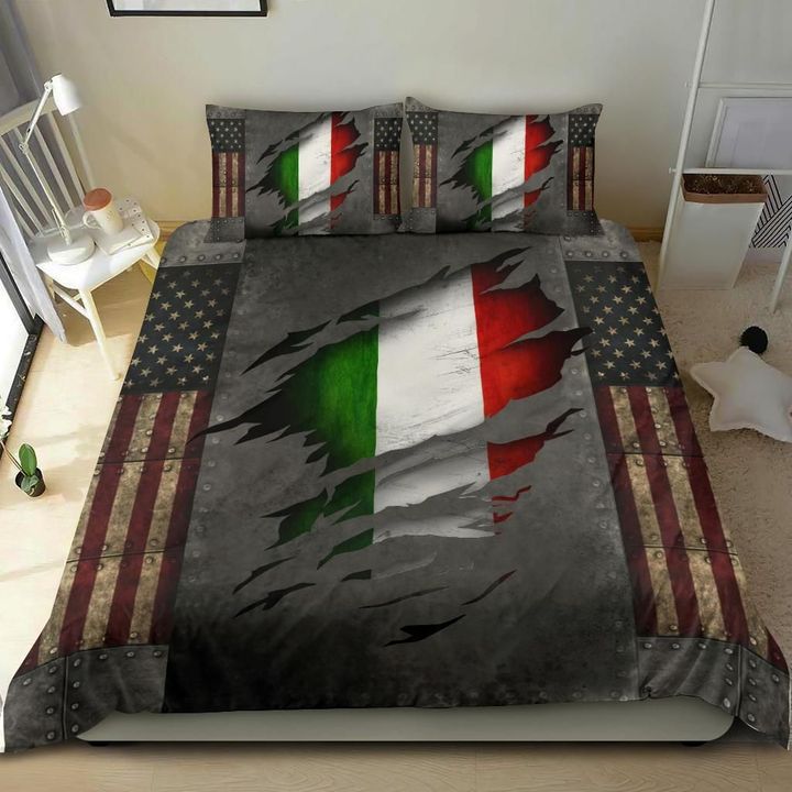 Italy Bedding Set American Flag Comforter Patriotic Italy Vintage Flag Merchandise