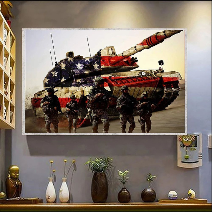 US Soldiers Military Tank Poster Honor US Historical Independence Day Poster Wall Decorative