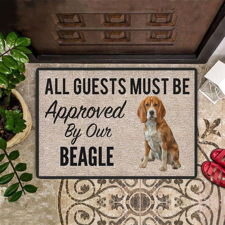 All Guests Must Be Approved By Our Beagle Doormat Funny Dog Welcome Mats Gifts For Beagle Lovers - Pfyshop.com