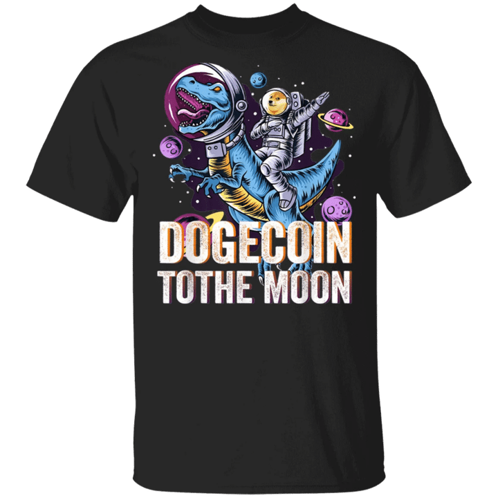 Dogecoin Shirt T-rex Elon Musk Dogecoin To The Moon T-Shirt For Crypto Lover