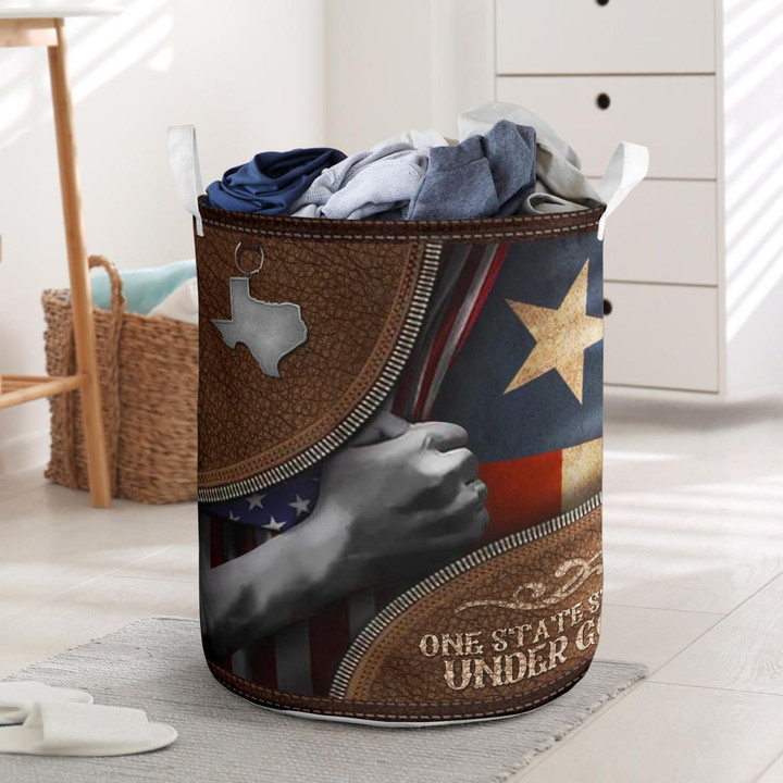 Texas U.S State Flag One State Still Under God Laundry Basket Home Goods Texas State Merch