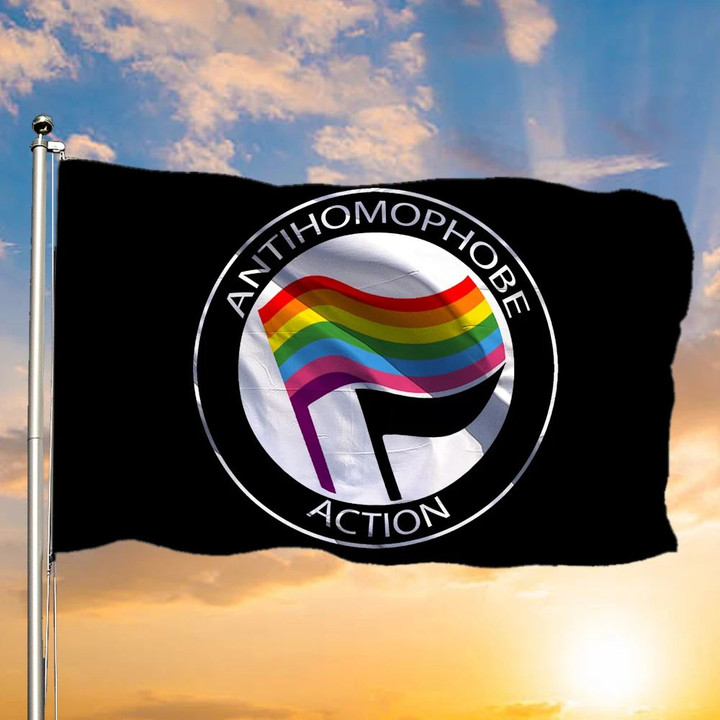 Anti Homophobe Action Flag Support LGBT Pride Banner CCAH Anti Homophobia Antifa