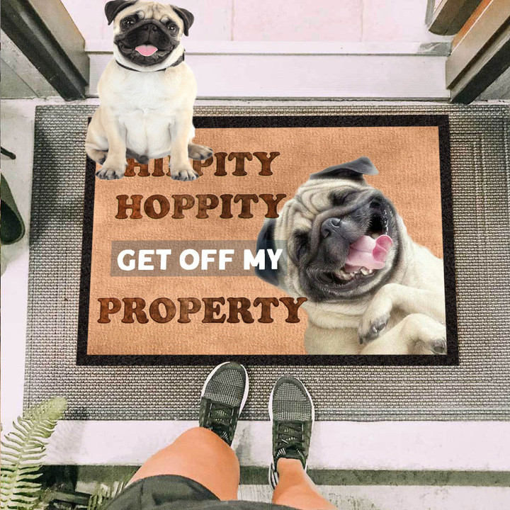 Pug Hippity Hoppity Get Off My Property Doormat Funny Welcome Door Mat New Home Gift Ideas