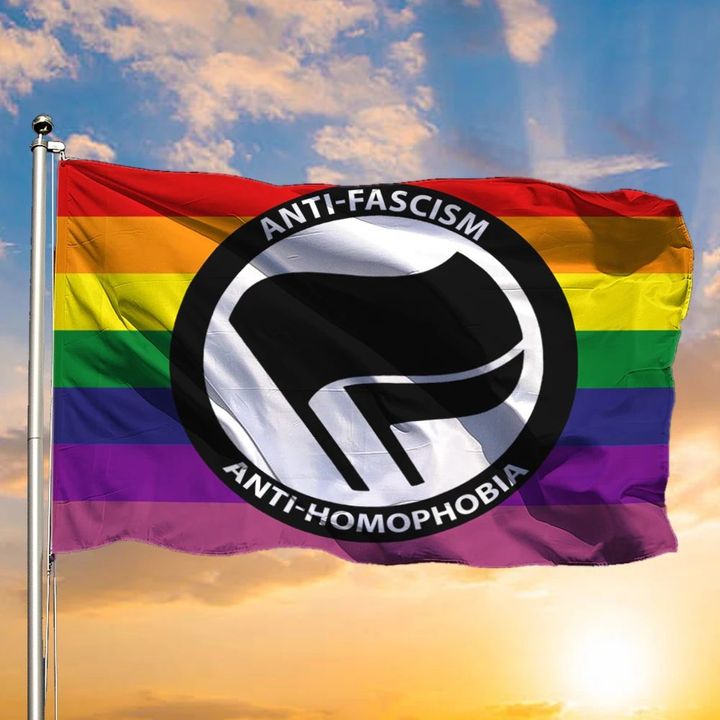 Antifa Anti Homophobia Flag LGBT Pride Anti Fascism Racism Anti Homophobe LGBTQ Supporter