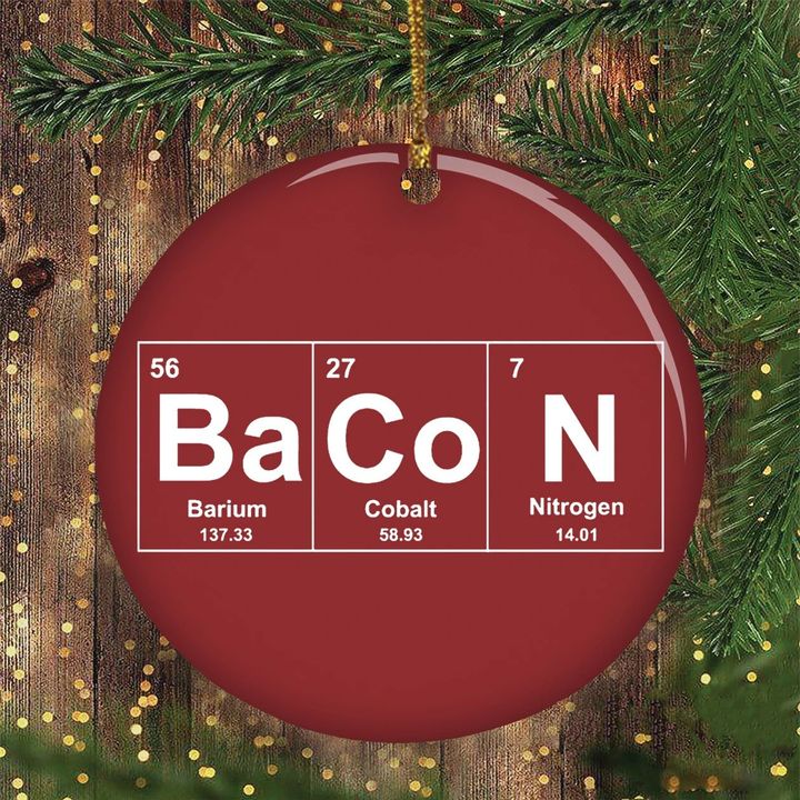 Bacon Christmas Ornament Funny Periodic Table Ornament Xmas Tree Decor Chemistry Lover