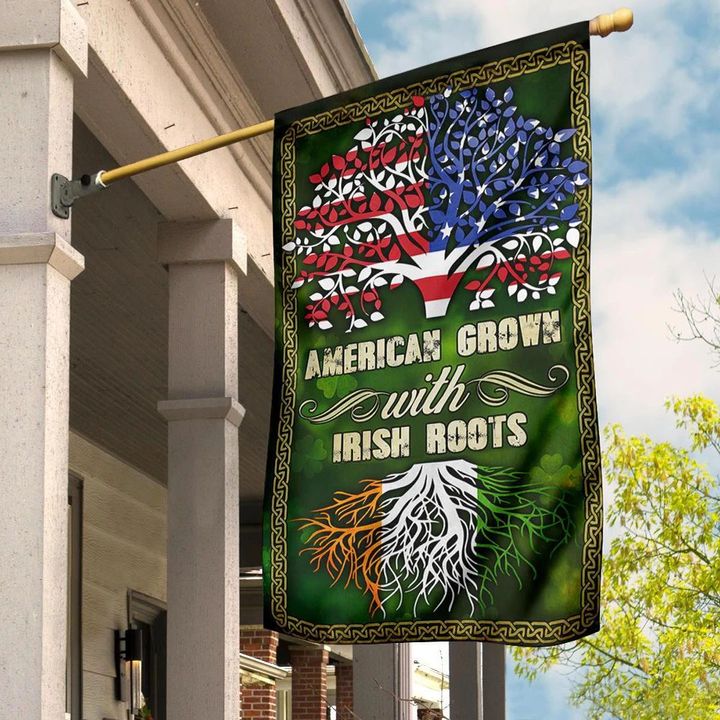 American Grown With Irish Roots Flag Shamrock Flag St Patrick's Day Flag