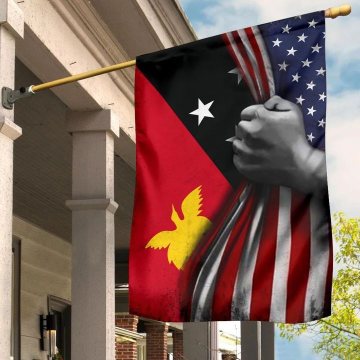New Guinea Flag Inside American Flag Papua New Guinea Flag Indoor Outdoor Hanging