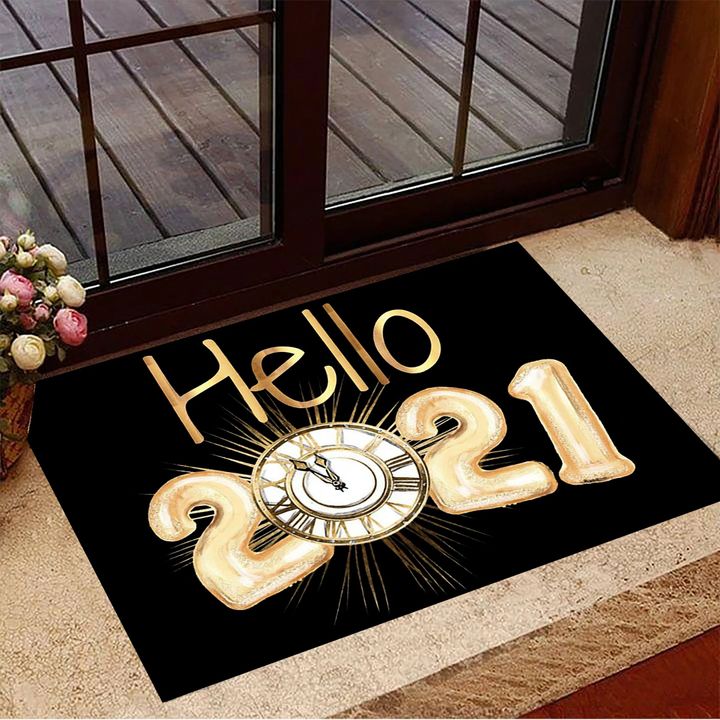 Hello 2021 Doormat Happy New year Decorations Indoor Outdoor Door Mat New Year Gift Idea