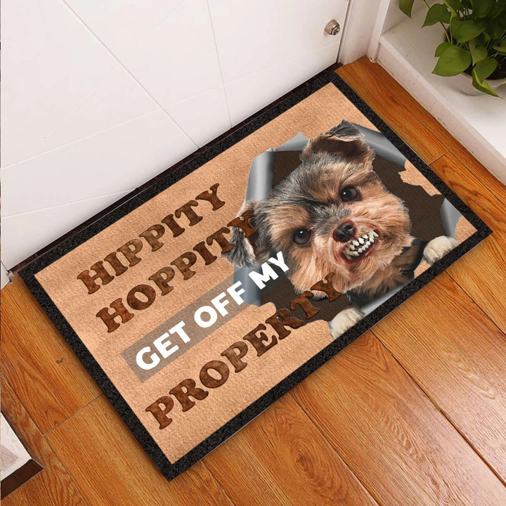 Yorkie Hippity Hoppity Get Off My Property Doormat Cool Dog Door Mat Best Housewarming Gifts