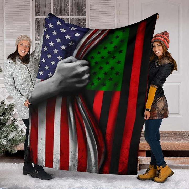 The Black Liberation Fleece Blanket Inside American Flag Blanket