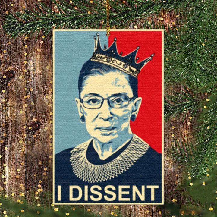 RBG Ornament Glass I Dissent Ruth Bader Ginsburg Christmas Hanging Tree Ornament 2020