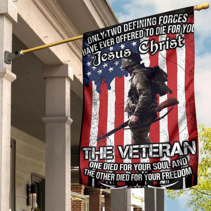 Only Two Defining Forces Jesus And The Veteran Flag Vet Christian Patriotic 4Th Of July Gift