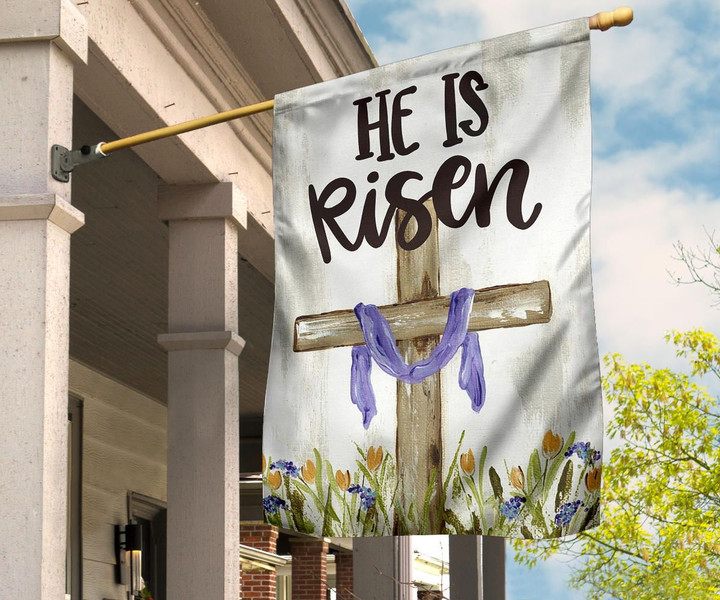 He Is Risen Flag Easter Cross Flag Religious Gifts Garden Decor