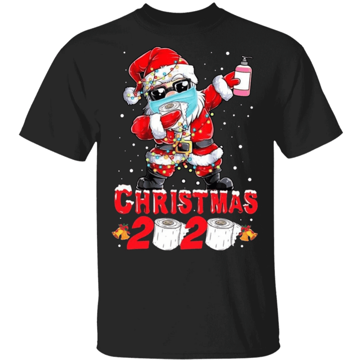Dabbing Santa Claus With Face Mask Christmas 2020 T-Shirt Funny Pandemic Christmas Shirt Gift