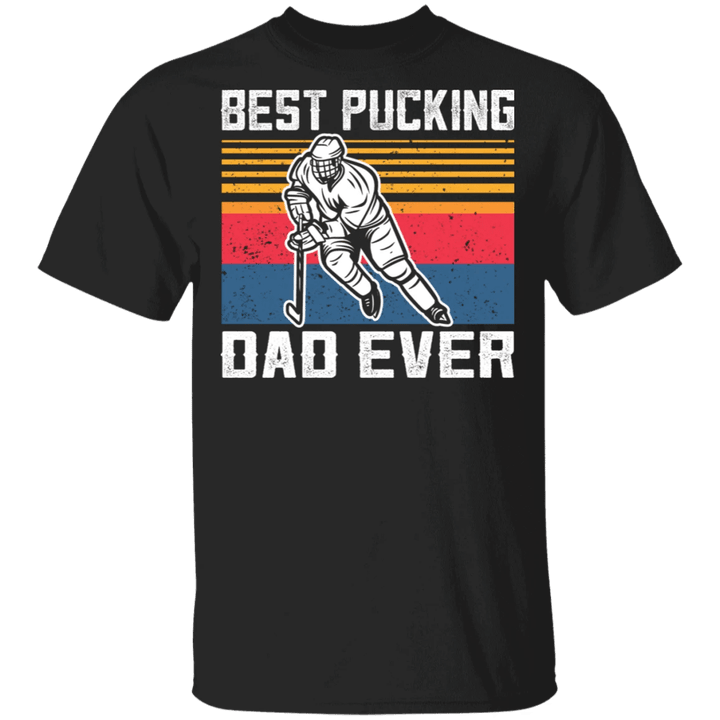Best Pucking Dad Ever T-Shirt Vintage Hockey Graphic Tees For Men, Father Day Gift For Dad
