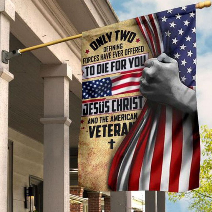 Jesus Christ And American Veterans Flag