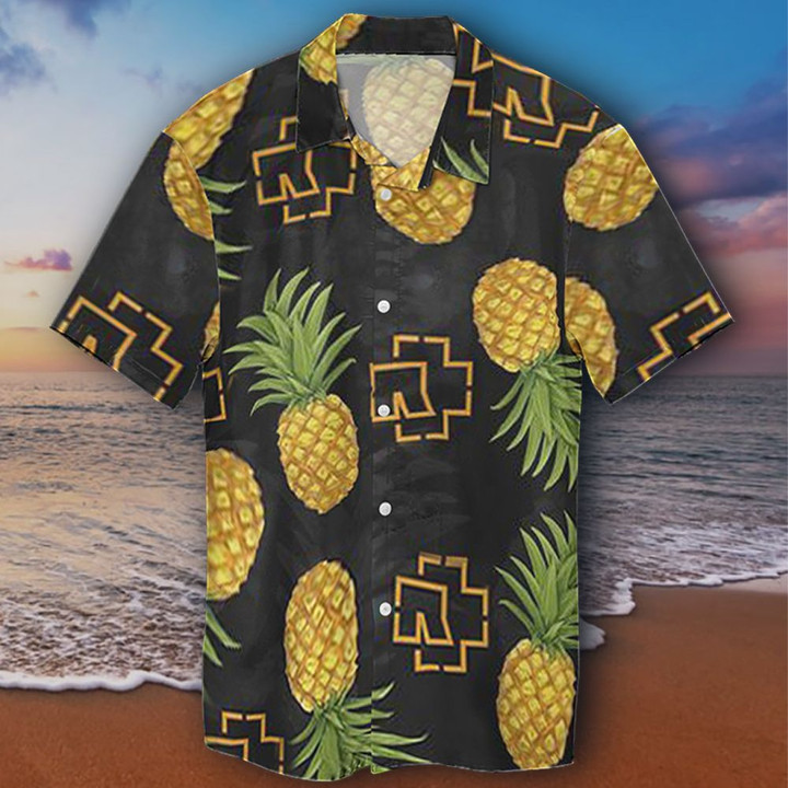 Pineapple Hawaiian Shirt Mens Black Pineapple Aloha Shirt Pattern