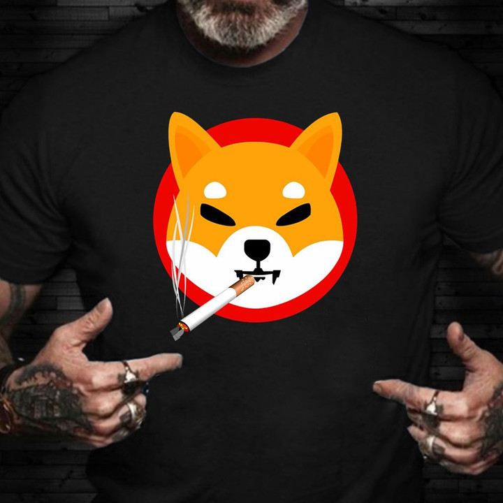 Shiba Inu Coin Shirt Smoking Graphic Shiba Inu Crypto Hilarious T-Shirt Gifts For Parents
