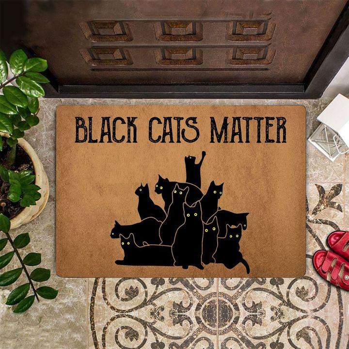 Black Cat Doormat Black Cats Matter Funny Cat Doormat Indoor Entrance Floor Mat
