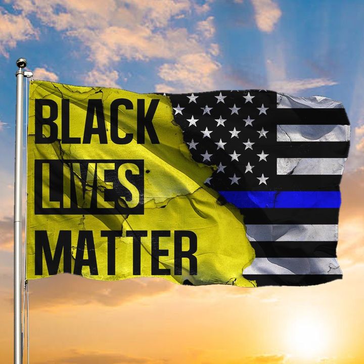 Black Lives Matters Flag Thin Blue Line Flag Support  Law Enforcement Black History Month Flag