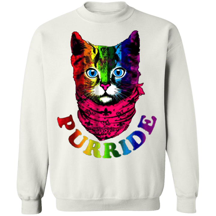 Purride Sweatshirt Rainbow Cat Gay Pride Clothing Best Gifts For Cat Lover