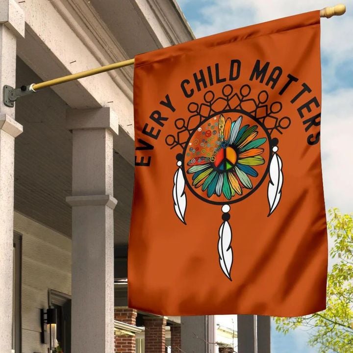 Every Child Matters Flag Peace Symbol Orange Shirt Day Flag Outdoor Decor