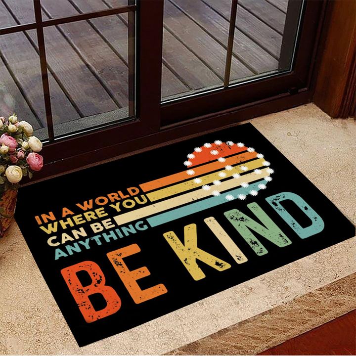 In A World Where You Can Be Anything Be Kind Doormat Peace Logo Doormat Inside Decor