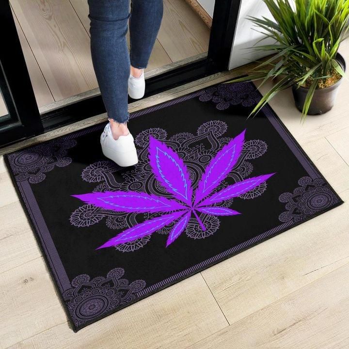 Weed Leaf Purple Doormat Weed Lovers Marijuana Smokers Decorative Doormat Gift
