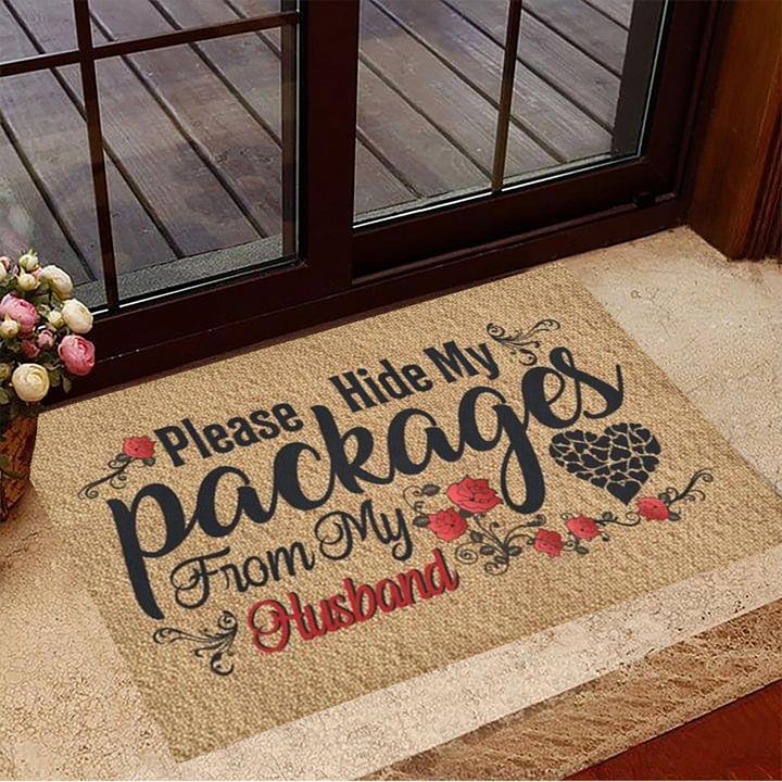 Please Hide My Packages From My Husband Doormat Funny Welcome Mats Best Gifts For Husband