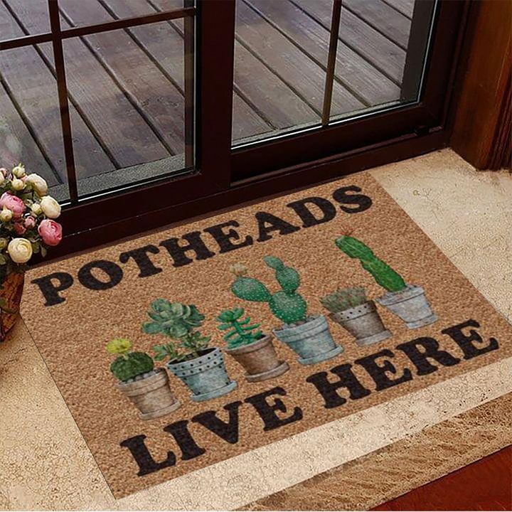Potheads Live Here Cactus Doormat Cactus Welcome Mat Gifts For Plant Lovers