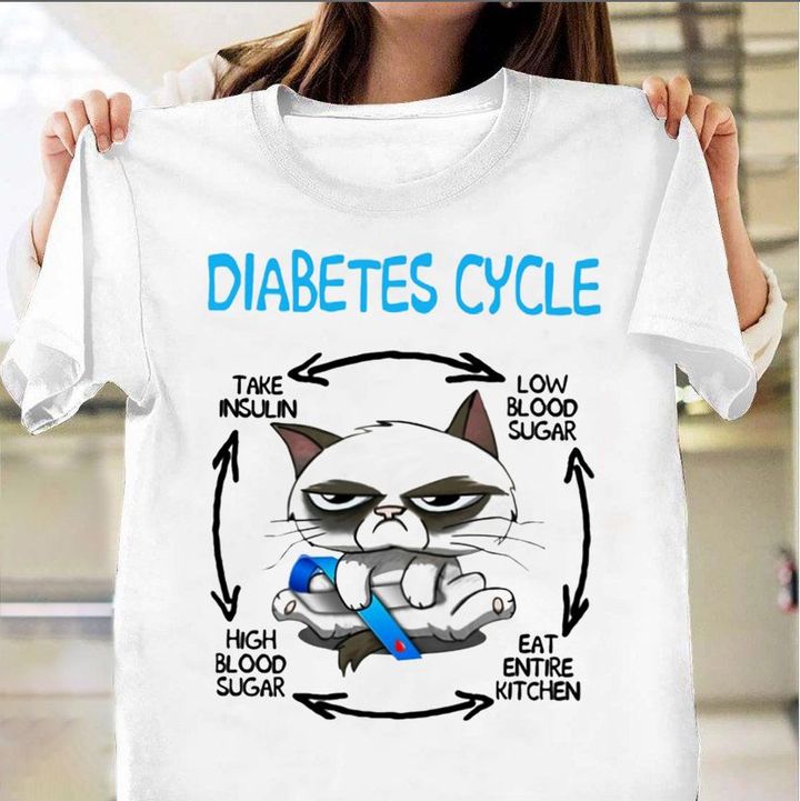 Cat Diabetes Cycle Shirt Funny Graphic Tee Gifts For Cat Lovers