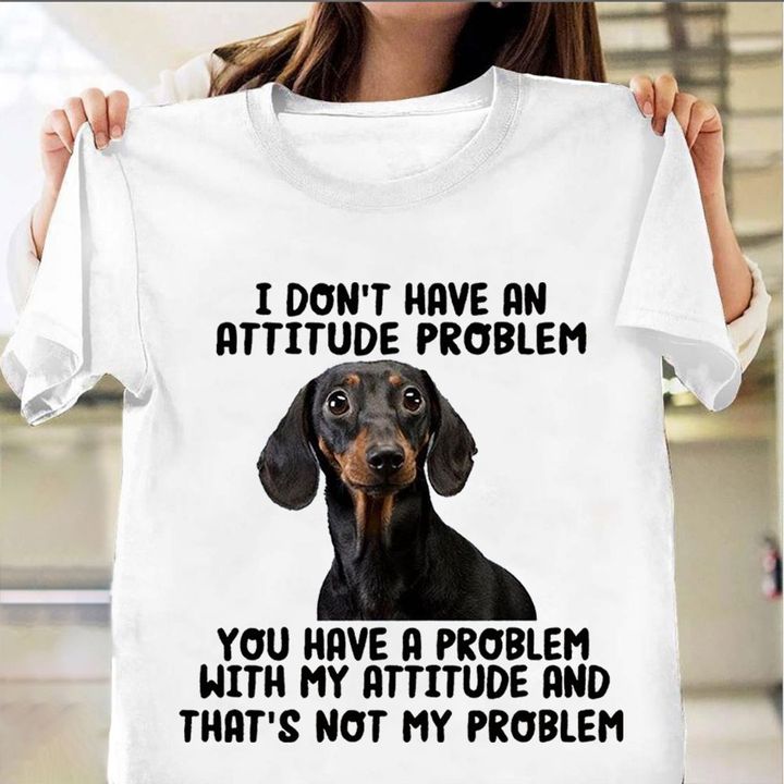 Dachshund I Don't Have An Attitude Problem Shirt Sarcastic T-Shirt Sayings Dog Lover Gifts
