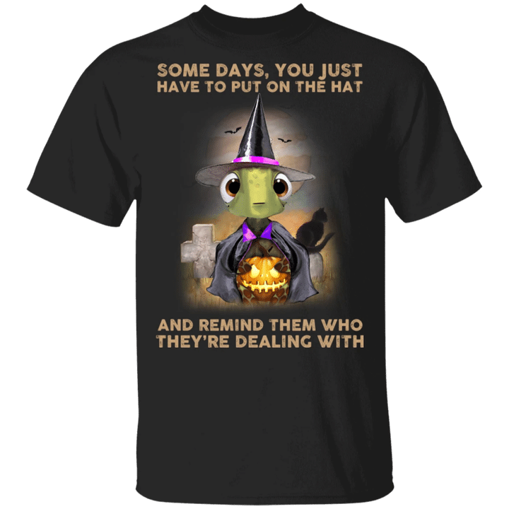 Turtle Witch Some Days You Just Have To Put On The Hat T-Shirt Funny Halloween Gift For Friends