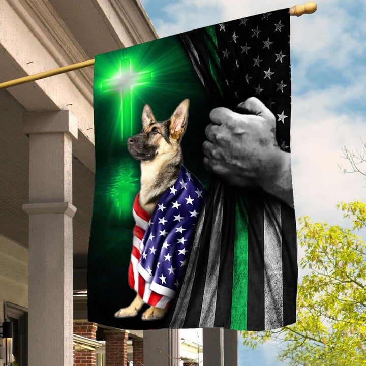 Thin Green Line Dog America Flag God Bless America Decor