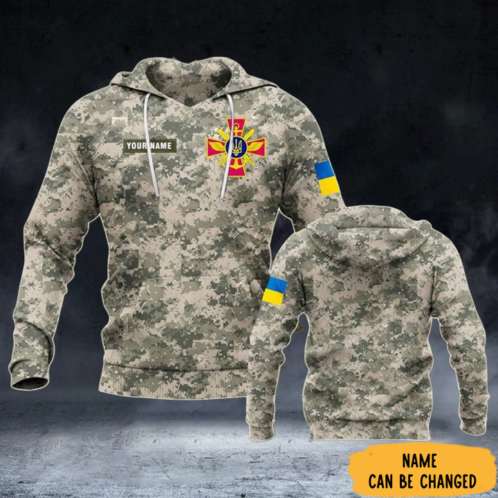 Personalized Armed Forces Of Ukraine Hoodie Ukraine Flag Camo Hoodie Gifts For Male