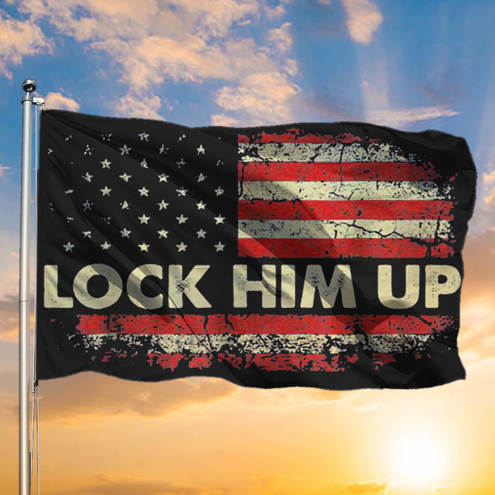 American Lock Him Up Flag Trump For Prison Flag Anti Trump Merchandise