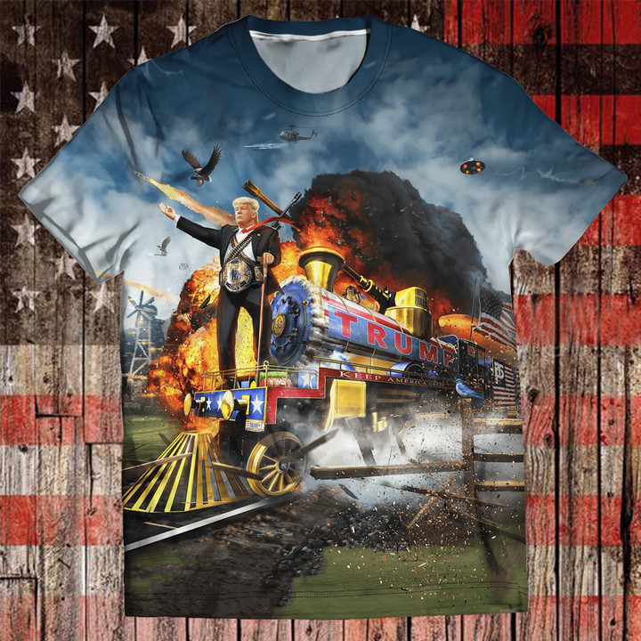 Trump Train T-Shirt Trump 2024 Merchandise Support Take America Back Tee Gift For Trump Lovers Dad Husband